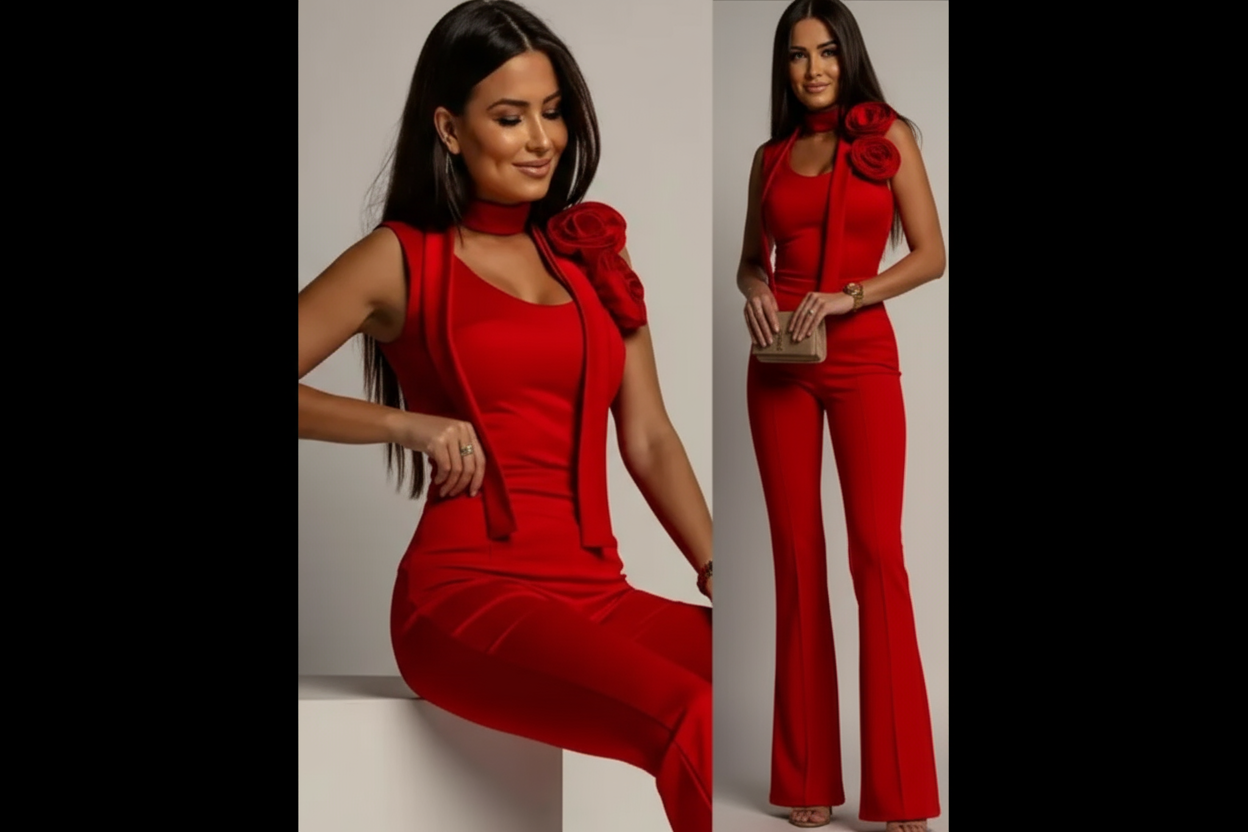 Floral-3D Top & Pants Set