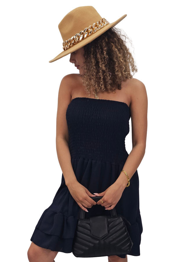 Plain Bandeau Shirred Playsuit
