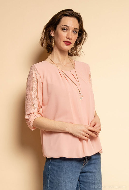 Blouse With Necklace.