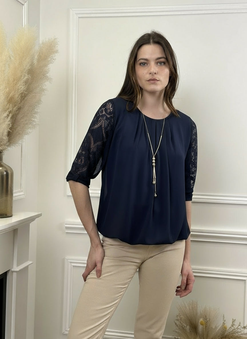 Blouse With Necklace.