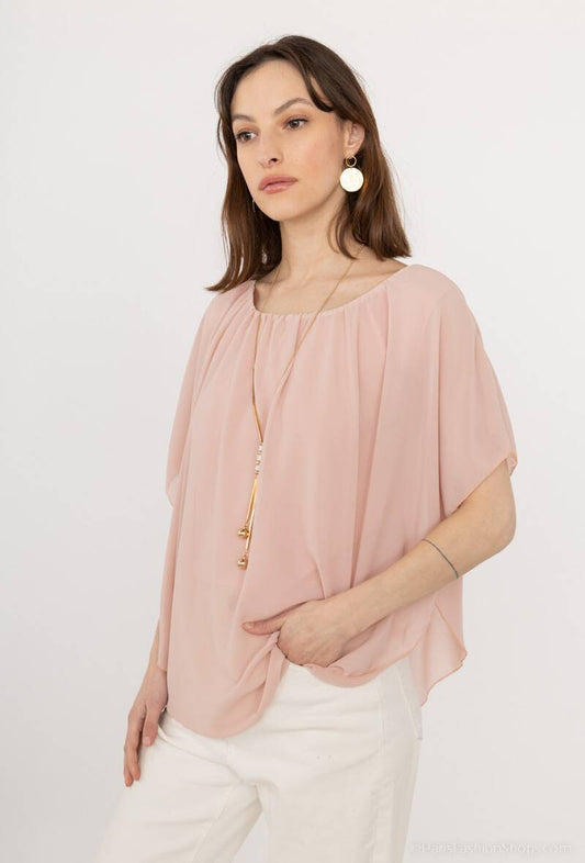 Chiffon Blouse With Necklace.