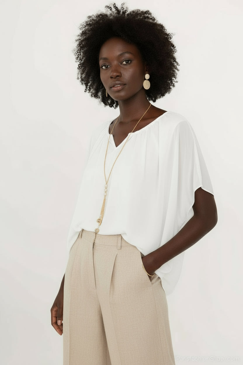 Chiffon Blouse With Necklace.