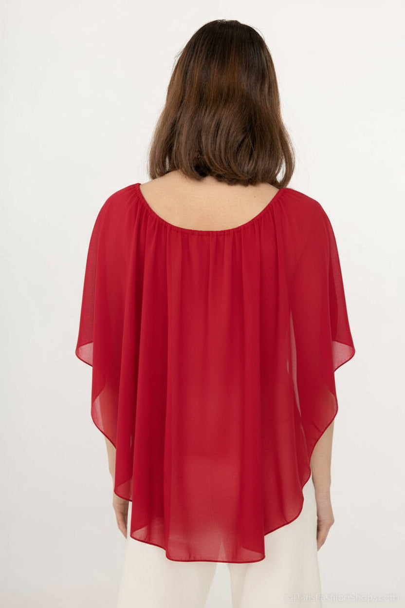 Chiffon Blouse With Necklace.