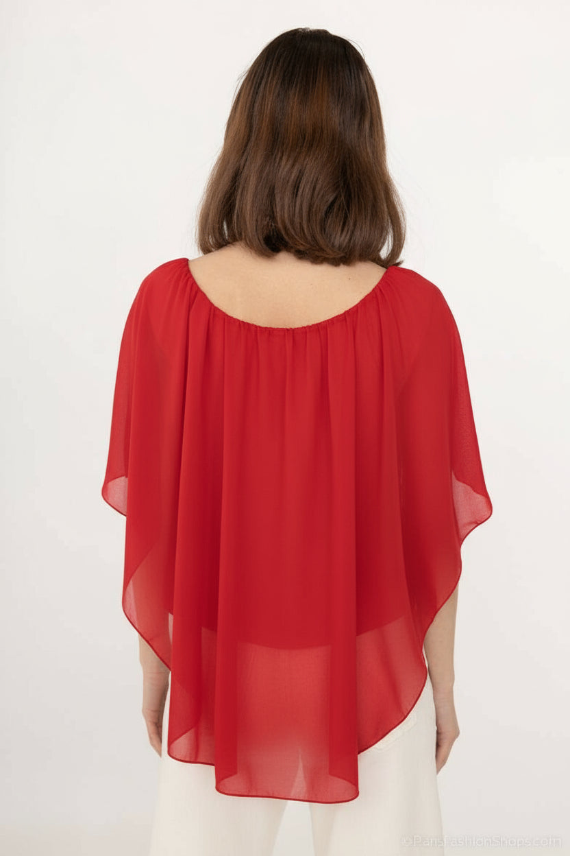 Chiffon Blouse With Necklace.