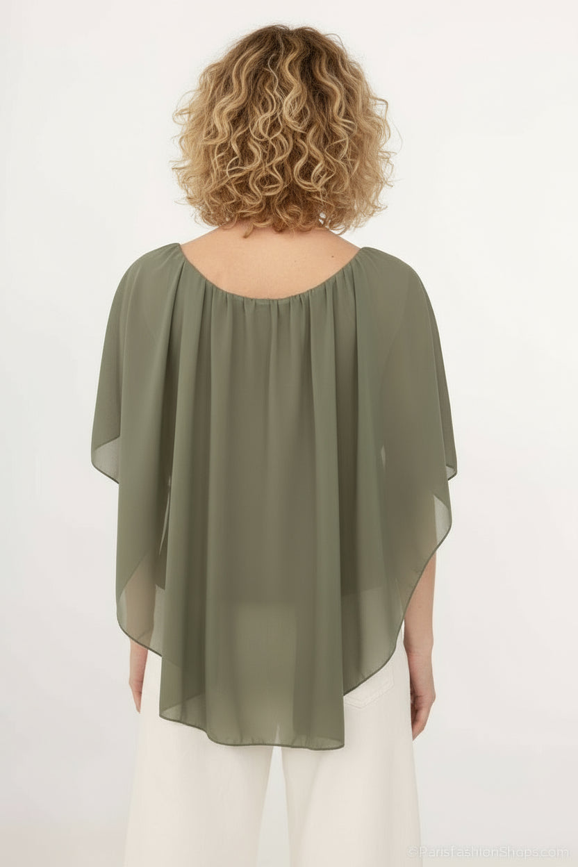 Chiffon Blouse With Necklace.