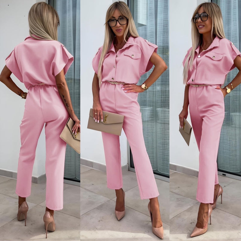 Shirt Collar T-Shirt Jumpsuit