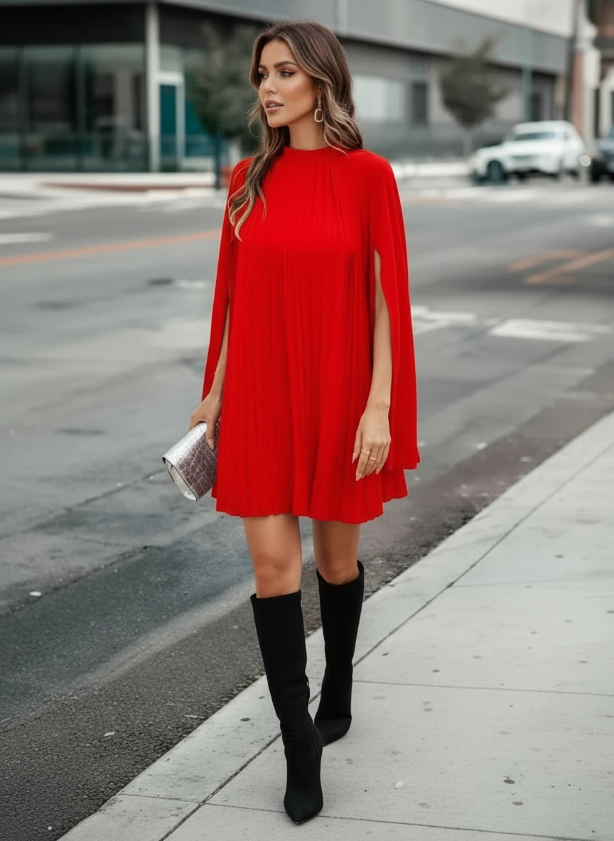 Cape style chiffon dress