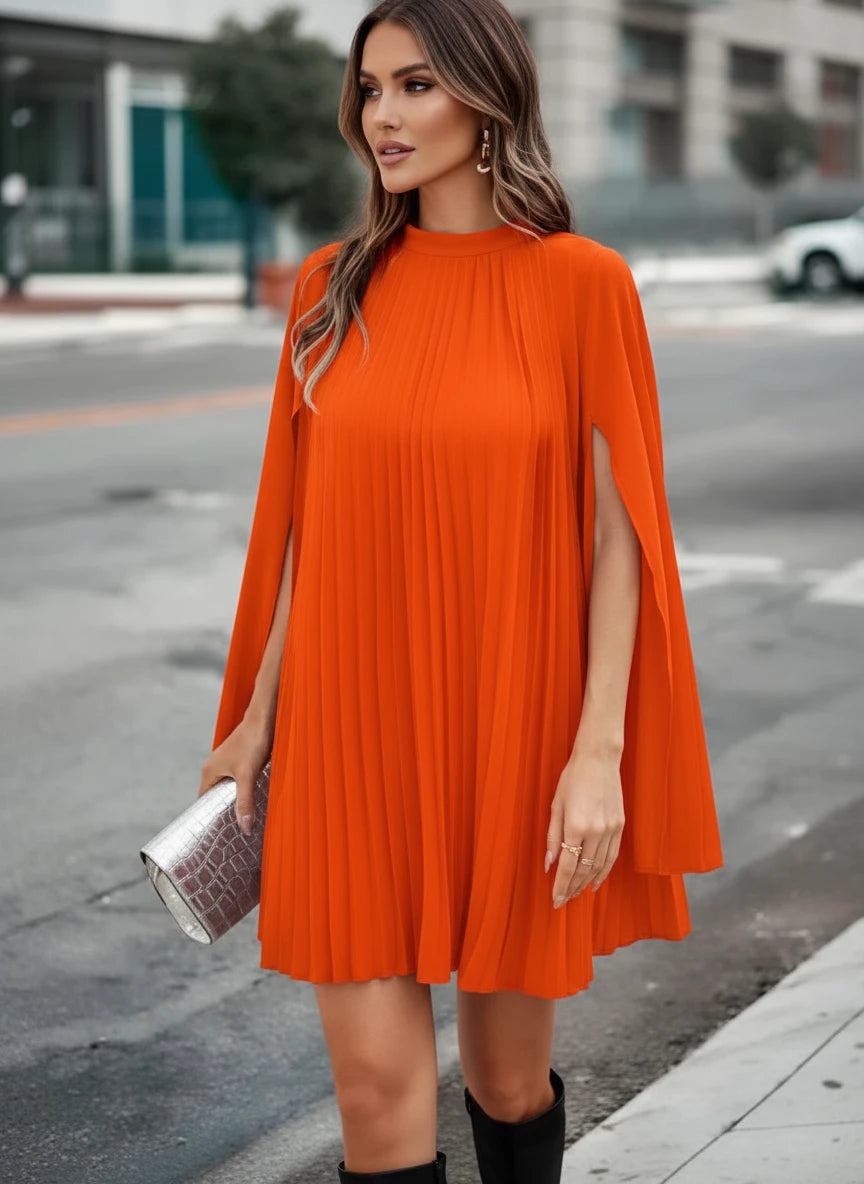 Cape style chiffon dress
