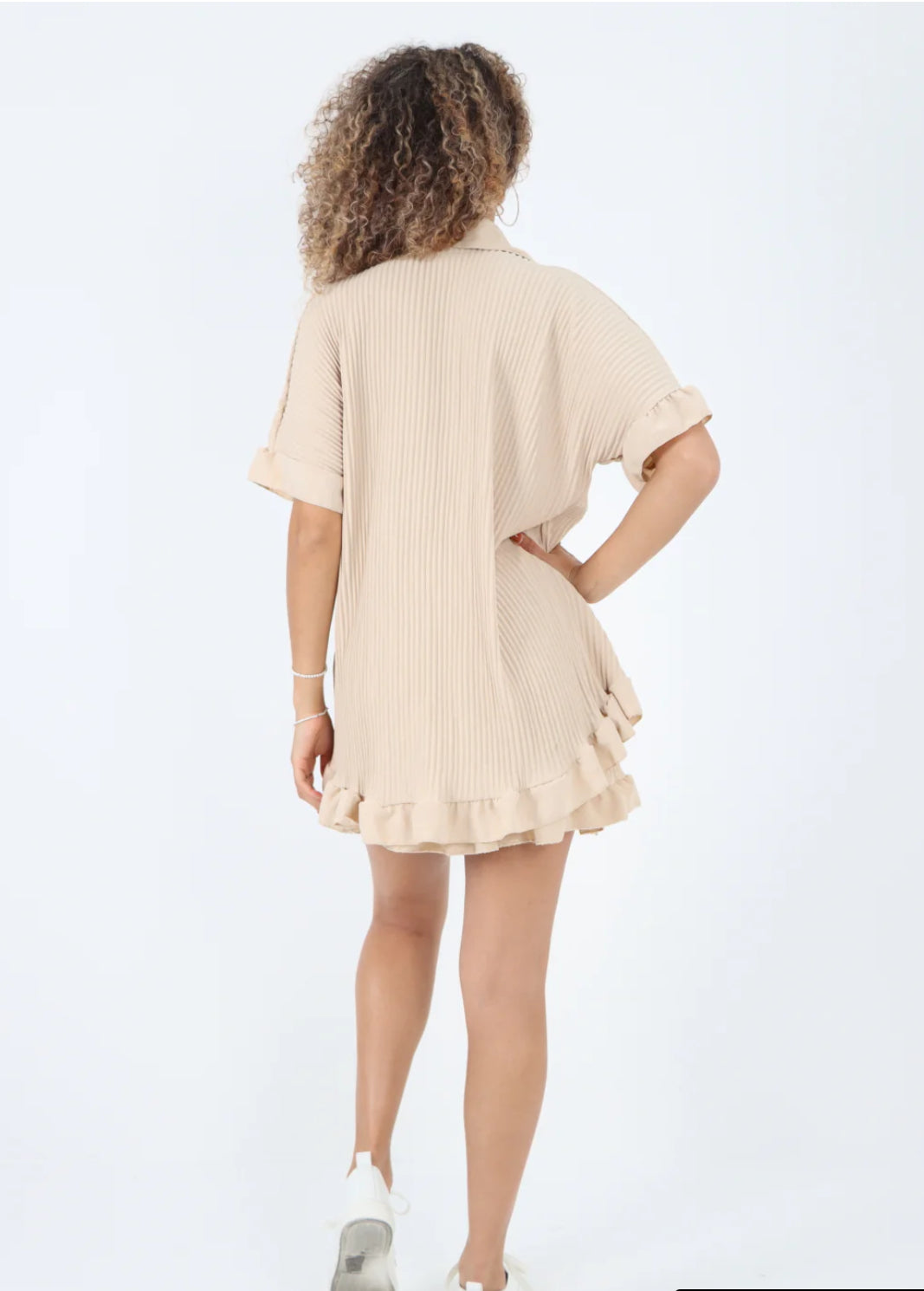 Italian Pleated Shirt & Shorts Co-Ord Set