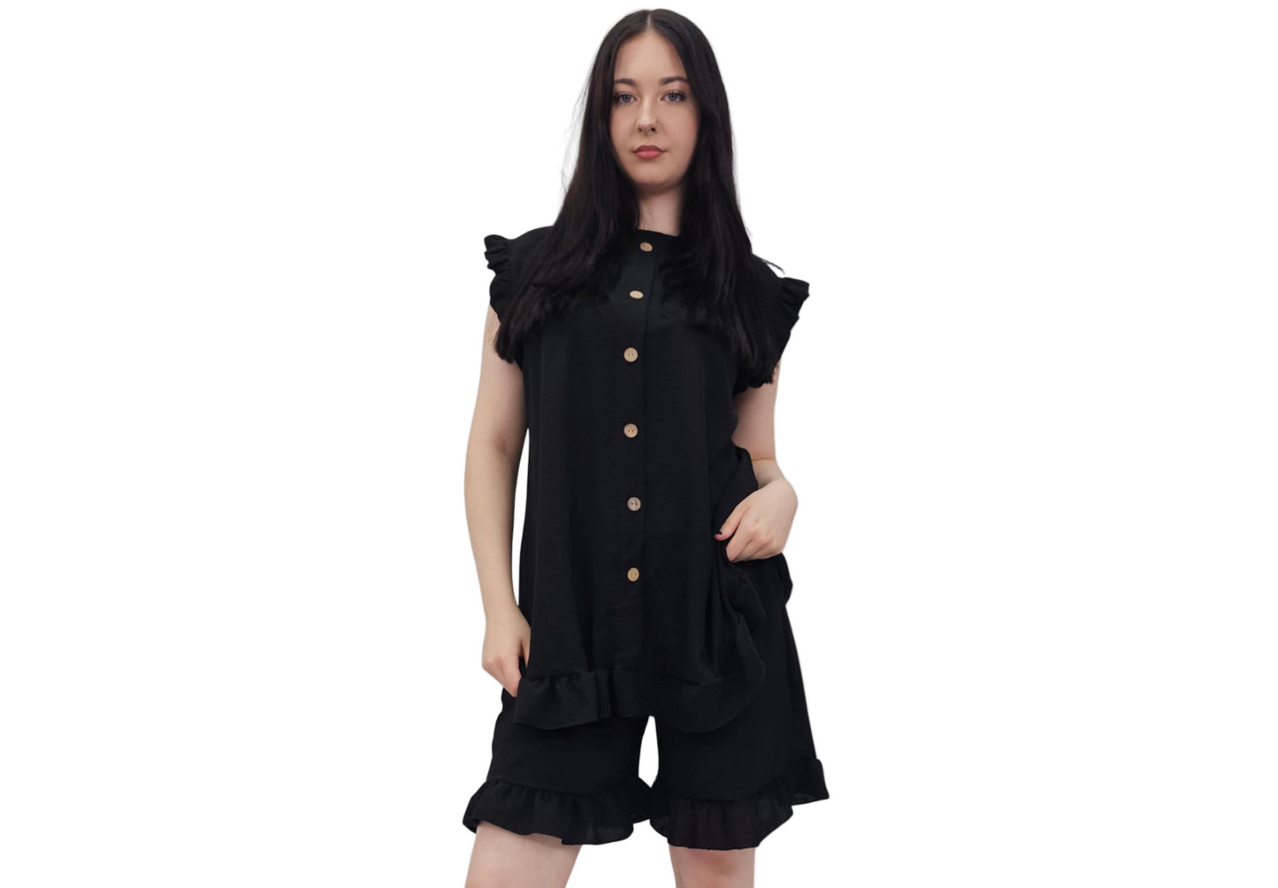 Ruffled-Trimmed Co-Ord Set