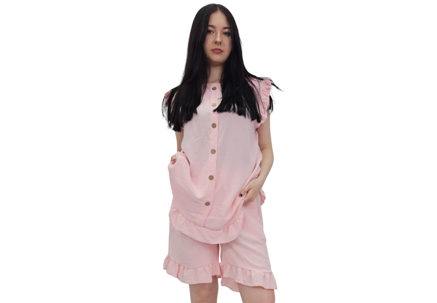 Ruffled-Trimmed Co-Ord Set