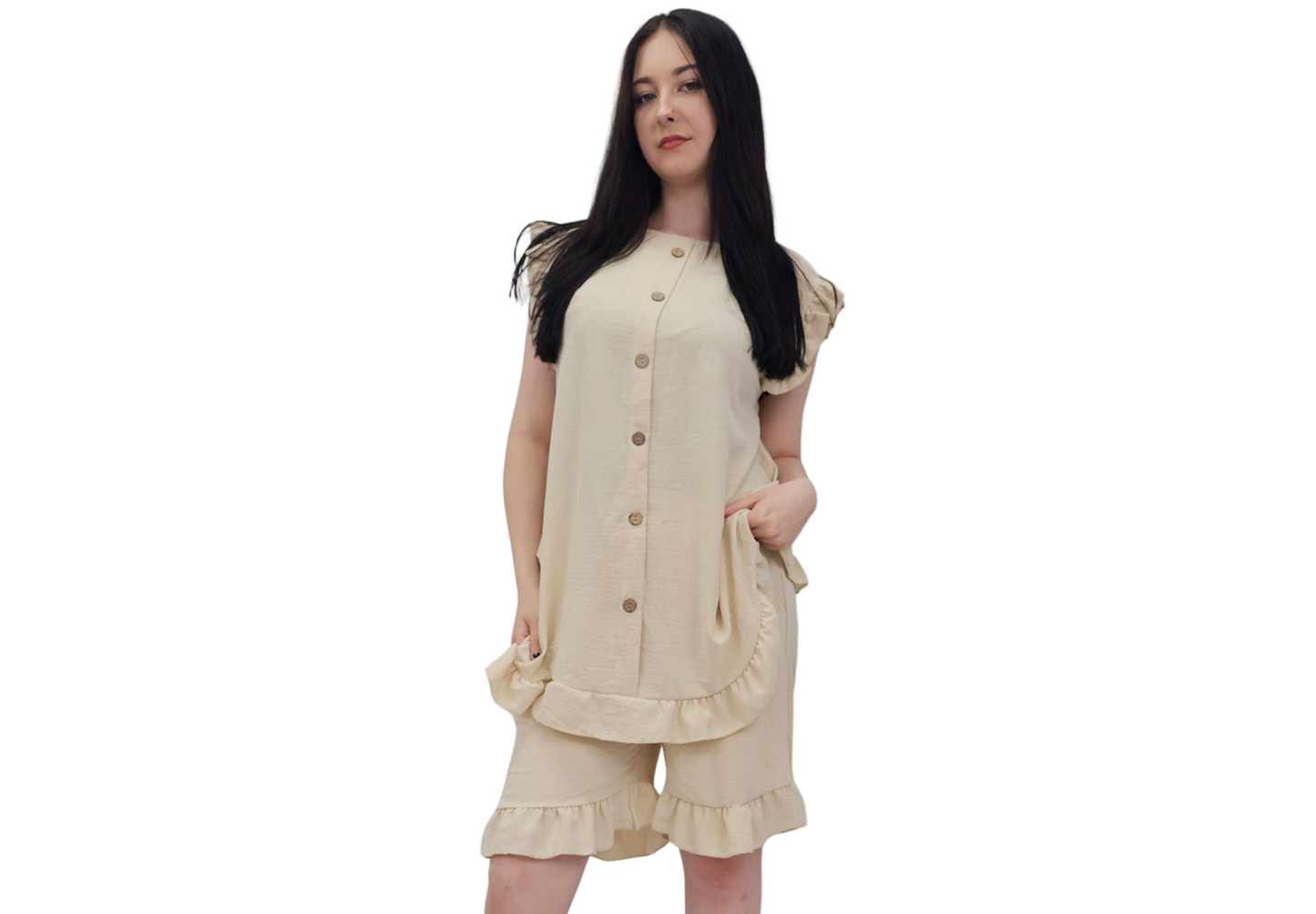Ruffled-Trimmed Co-Ord Set